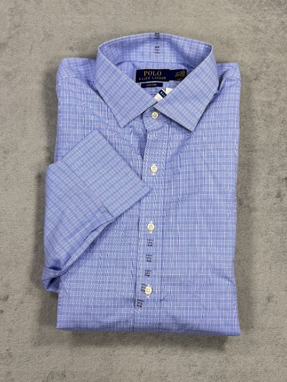 NWT Polo Ralph Lauren Easy Care Blue Plaid Dress Shirt Mens 17.5 Office Business